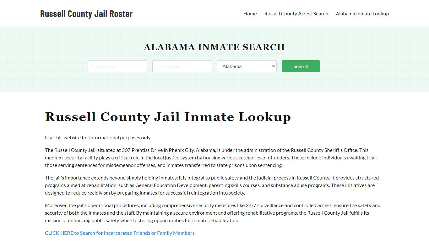 Russell County Jail Roster Lookup, AL, Inmate Search